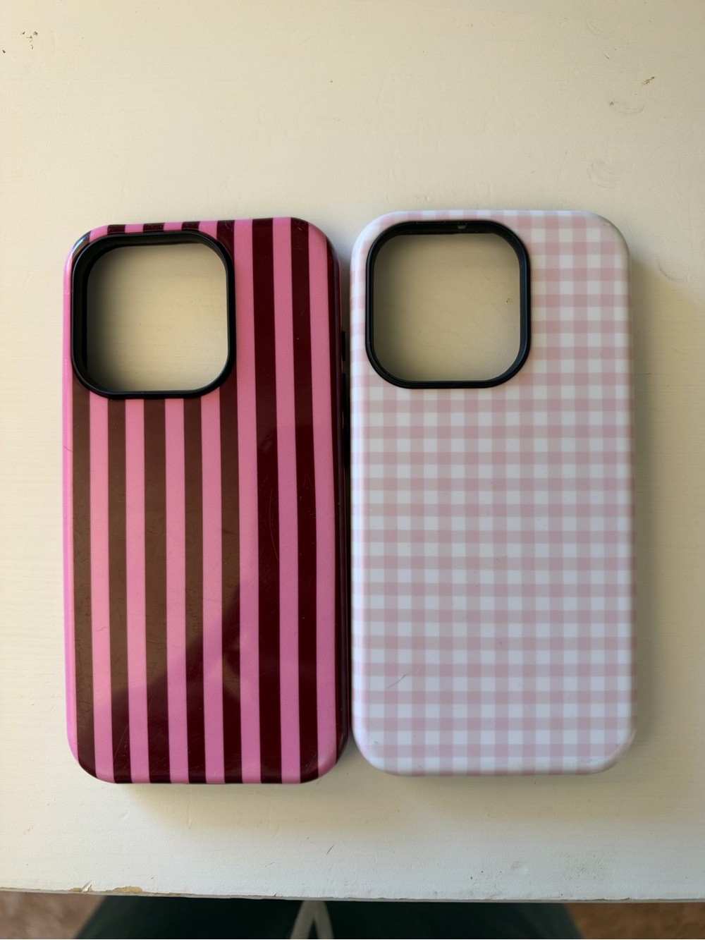 Pink Striped & Pink Gingham Phone Case Duo